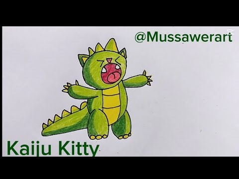 How to draw a Kaiju Kitty||easy cartoon drawing||easy drawing tutorial
