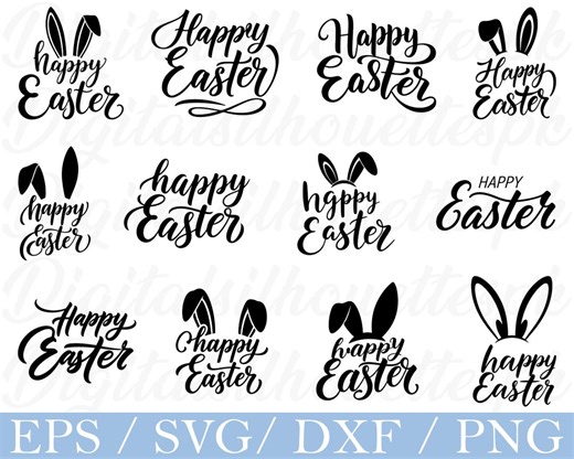 Happy Easter Typography SVG Bundle: Silhouette, DXF, PNG (digital Download) - Etsy Hong Kong