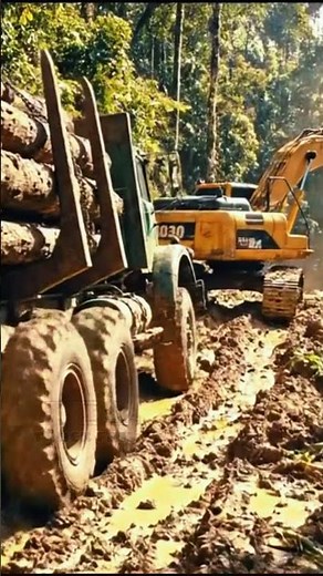 Logging Truck Stuck on Cliff Edge – A Close Call Escape