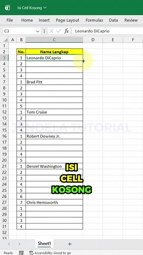 Mengisi Cell Kosong Otomatis di Excel dengan Cepat
