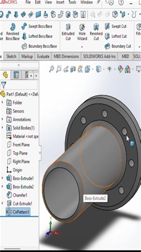 Solidworks Tutorial Including Extrude-Cut and Champhering #shorts