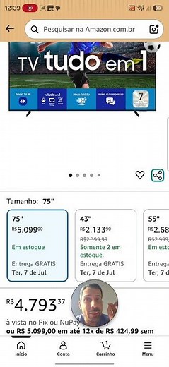 Samsung Smart TV 75" Crystal UHD 4K U8100F