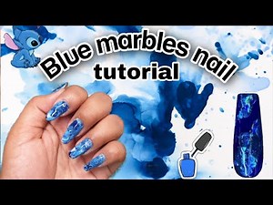 How to do Blue Marble Nail Tutorial #marblenailsart #nailtutorial