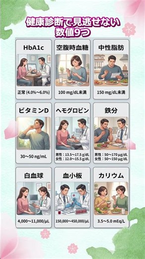 健康診断で見逃せない数値9つ #健康診断 #健康診断結果 #検査結果 #血液検査 #健康数値#HbA1c