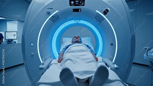 Patient Undergoes CT Scan in Modern Hospital Setting for Medical Diagnosis.