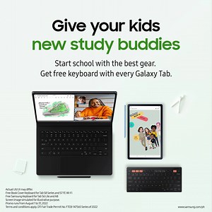 Ready for school? Complete your study essentials with a free Samsung Keyboard with every purchase of the Galaxy Tab A8 and S8 Series. To learn more about this offer, visit the nearest Samsung Experience Store or Authorized Store. | Samsung