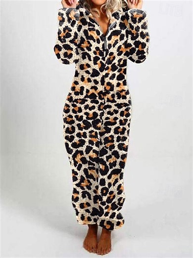 Women's Pajamas Loungewear Onesie Fashion Casual Soft Graphic Zipper Vacation Home Street Long Sleeve V Neck Blue Black Pink Red Orange Spring Fall Winter Regular Fit 2025