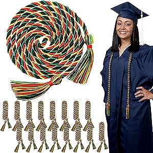Woanger 16 Pieces Kente Graduation Cords Class of 2026 Kente Stole 68" Graduation Braided Cord Honor Cords with Tassel for African Black Students Grad Gifts