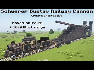 Schwerer Gustav railway cannon built using Create: Interactive - This mod is incredible as it allows very complex contraptions to work seamlessly on top of other contraptions, allowing amazing builds like this.