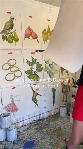 8.3K views · 313 reactions | Behind the scenes of my 12 Days of Christmas Print! #prints #christmas #homedecor #art #eclecticdecor | Maddie Grace Art | Facebook