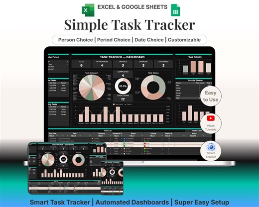 Simple Task Tracker Spreadsheet Excel Task Manager Google Sheets to Do List Work Planner Productivity Tracker Task Planner Template Digital - Etsy