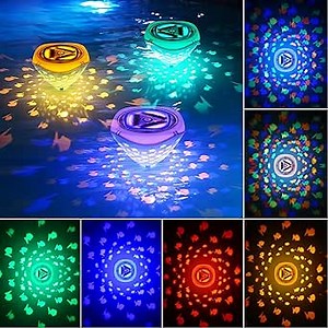 AVEKI Floating Pool Lights, Battery LED Lights with 6 Lighting Modes and Fish Projection, IP68 Waterproof Pool Light for Pool Bathtub Party Decoration (1 Pack)