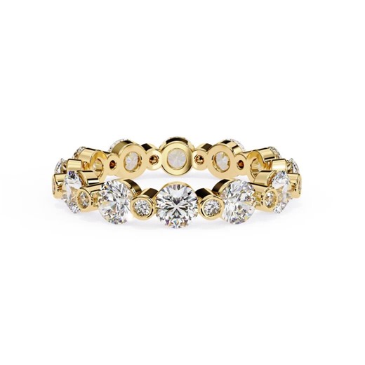 Alternating Round Diamond Bezel Eternity Band in Gold Unique Diamond Ring - Etsy