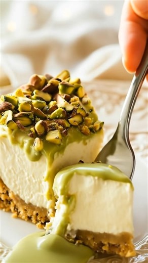 Pistachio Cream Cheesecake Ingredients Crust 1½ cups graham cracker crumbs (about 10-12 full crackers) ⅓ cup granulated sugar 6 tbsp (¾ stick) unsalted butter, melted ¼ tsp salt Pistachio Cheesecake Filling 24 oz (3 blocks) cream cheese, room temperature 1 cup granulated sugar 3 large eggs, room temperature 1 cup sour cream 1 tsp vanilla extract ½ tsp almond extract (optional) ½ cup shelled, unsalted pistachios, finely ground 2-3 tbsp pistachio paste or finely chopped pistachios (optional for st