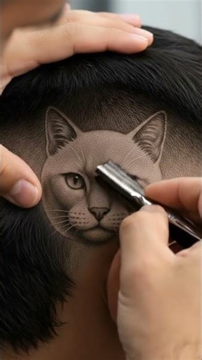 Cat Face Haircut | Hyper-Realistic Barber Art #hairstyle #haircut #hairgrowth #haircare #hair #ai