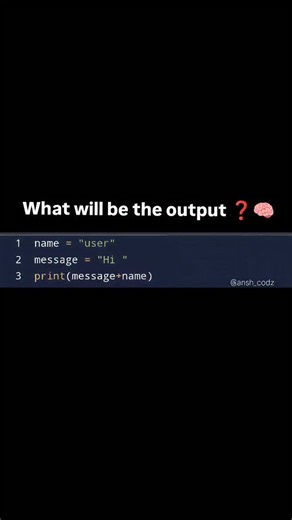 Ansh Codz | Level: Easy!.. #Python #Python Programming #LearnPython #Coding #Coding Life Programmer Developer CodeChallenge Guess TheOutput... | Instagram