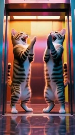 two cute cats clapping their hands #cat #cute #funny #trending #shorts #reels