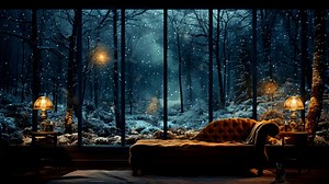 Ai Generated, Snow Fall, Window. Free Stock Video