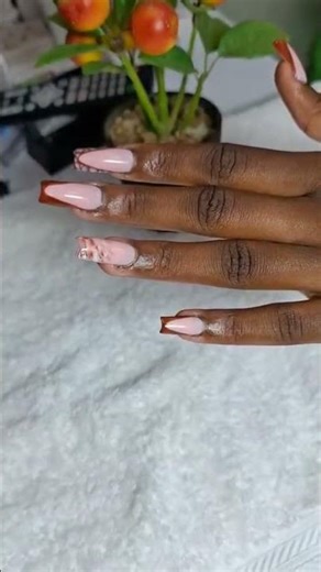Square long nails #brownnails