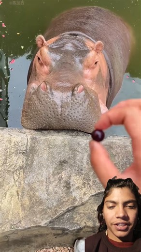 This Hippo’s Reaction to a Tiny Grape Is Insane 🤯 #facts #hippo #viralshort #trending#automobile#new