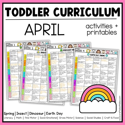 April Toddler Curriculum Activities and Printable 2-3 Yo Homeschool Early Childhood Daycare TOT School Dinosaur Spring Earth Day Insect - Etsy