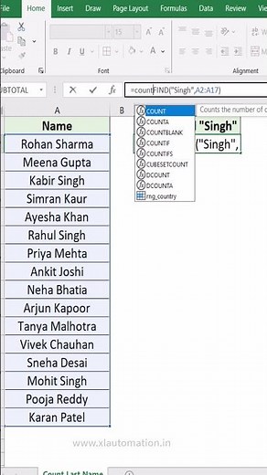 Excel Formula to Count Specific Last Names #excel #excelforbeginners #exceltips #office