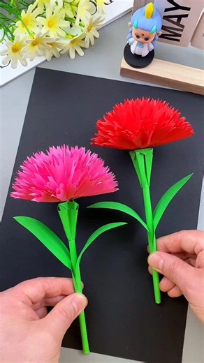 Make a carnation creative handmade flower with colored paper 🎨🌼🎉 | Art, Crafts and Journals