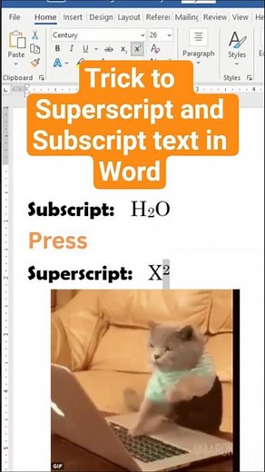 Shortcut keys to Superscript and subscript text in Word #superscript #shortcutkeys #shorts