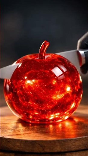 Glass Sun Illusion 🌞🔪 | Hyper-Realistic Red Glass Planet Slice Shot