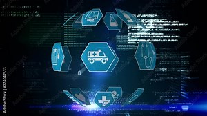 Medical icon and program codes Stock Video