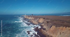 Point Arena Mendocino County Light House California Coast Line, Aerial View. Spectacular 4k HD Resolution California coast. Numerous angles available