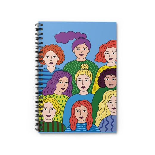 Colorful Women Illustration Notebook | Bold Faces Journal | Girl Power Spiral Notebook - Etsy