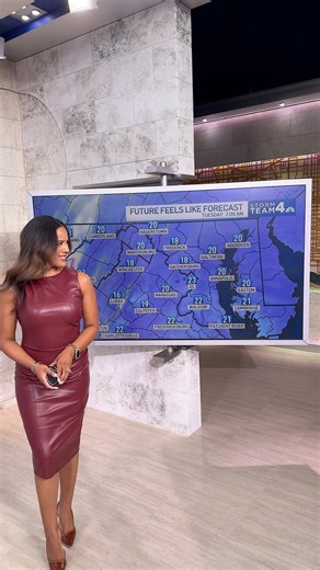 DC forecast plot twist: ☀️😊➡️🧤🥶 You will notice the cooler air tomorrow, along with strong winds, but the chill on Tuesday will be like a preview of winter! NBC Washington | Jessica Faith