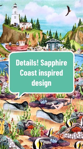 The details of my design inspired by the Sapphire Coast of NSW 🌊 #artreveal #southcoast #nsw #coastalvibes #oceanlove
