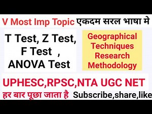 T Test,Z Test,F Test & ANOVA Test | Geographical Techniques | Research Methodology | Hypothesis Test