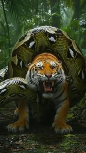 🐅 a tiger vs a Boa 🦖 what happend #tiger #boa #animalfight #jungle