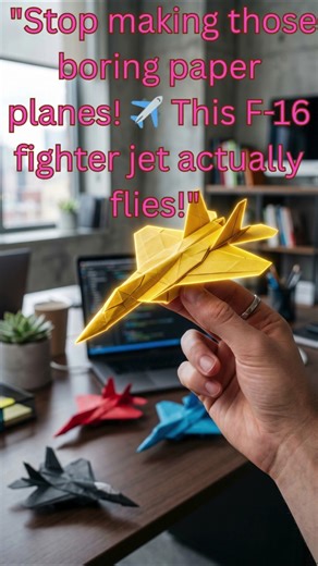 Stop making boring paper planes! ✈️ F-16 Fighter Jet Origami #Shorts#FixItFast#PaperPlane#EasyDIY