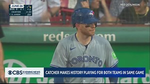219K views · 821 reactions | Catcher Danny Jansen with the Boston Red Sox made MLB history at Fenway Park by becoming the first player to compete for both teams in the same game, as the Red Sox resumed a game against the Toronto Blue Jays that was suspended in June. | CBS Evening News | Facebook