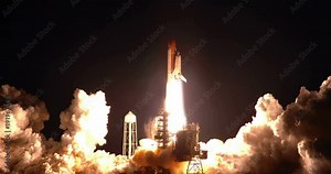 Space Shuttle Endeavour Launch Animation Night, 4K some elements furnished by NASA images