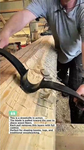 Traditional Drawknife Carves Solid Timber with Precision #Woodworking #Craft #USA