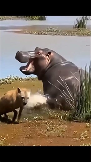 hyena mistakes sleeping hippo as dead