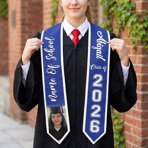 Custom Photo Graduation Stole 2026, Personalized Picture Graduation Sash, Custom Name School Grad Stole, Class of 2026 Stole, Grad Gift - Etsy