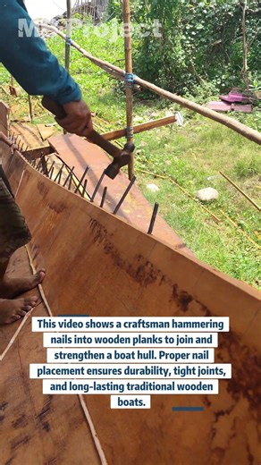 Hammering Nails Into a Wooden Boat Hull | Traditional Boat Building