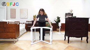 Dog Fence Indoor,Dog Gate Indoor for Doorway pet gate -3-Panel Freestanding, Hallways, House or Stairs -60x24-Inch Retractable Foldable Expandable Wood Pet by SFJC (White) ﻿ ﻿