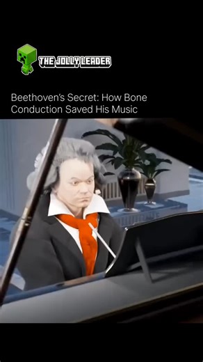 The Jolly Leader on Instagram: "The video illustrates the concept of Bone Conduction, a process that allows sound to reach the inner ear through the bones of the skull, bypassing the eardrum entirely. ​ ​As Beethoven's hearing failed (likely due to a mix of lead poisoning, Paget’s disease, or otosclerosis), he became desperate to stay connected to his music. He discovered that by biting down on a metal (or wooden) rod and resting the other end against the soundboard of his piano, he could percei