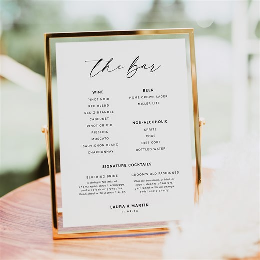 Wedding reception drink menu | Beachweddingtips.com