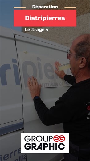 Pose en action 🎬 On habille la camionnette Distripierre d’un lettrage flambant neuf ! Du vinyle, du soin et un résultat qui attire le regard 🔥 | Group Graphic
