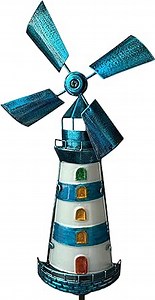 Blue Solar Lighthouse with LED Light- Decorative Outdoor Solar Lighthouse - Automatic Solar Powered Lighthouse Lamp for Garden, Patio & Lawn- 40” Tall