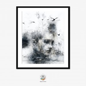 Fragmented Memory Wall Digital Art, Evocative Monochromatic Digital Painting, Abstract Gothic Portrait, Pensive Emotional Art. V002 - Etsy Canada