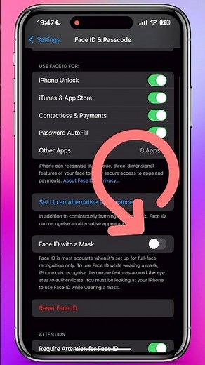 Enable Face ID with a Mask on iPhone: Easy Setup Tutorial! #shorts #shortvideo #faceid